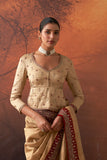 GOLD TUSSAR SILK EMB. PEPLUM BLOUSE (1 PC)