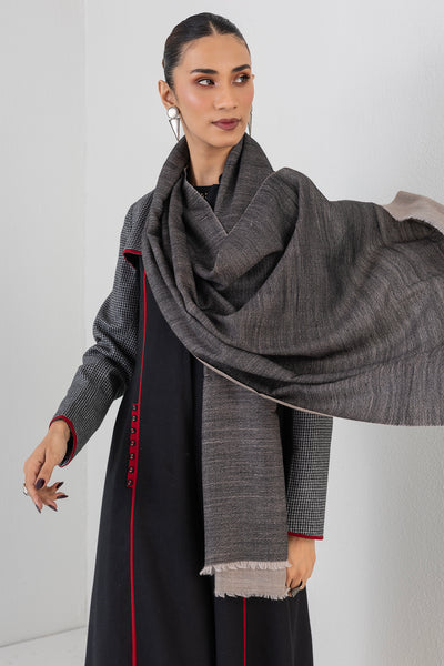 CHARCOAL & GREY DUAL REVERSED WOOLEN STOLE (1 PC)