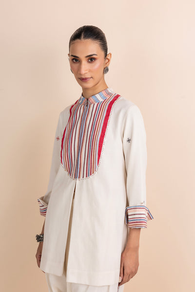 IVORY HANDWOVEN COTTON SHORT JACKET(1 PC)