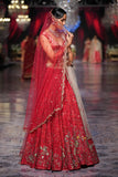 SUMMER RED DUPION EMBROIDERED LEHENGA SET (4 PCS)