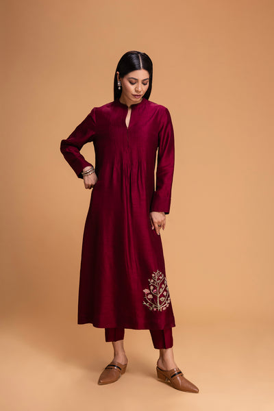 MAROON DUPION EMB. KURTA SET (2 PCS)