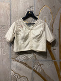 Ivory matin tussar embroidered blouse (BLS-49)