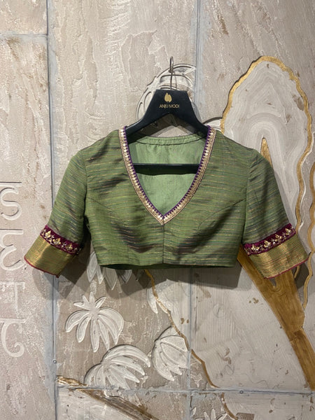 Olive embroidered blouse (BLS-62)