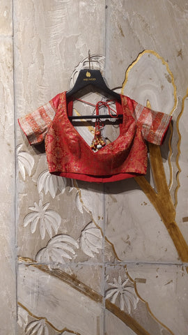 Antique red brocade woven blouse (BLS-59)