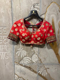 Crimson brocade silk embroidered blouse (SL-03/BLS)