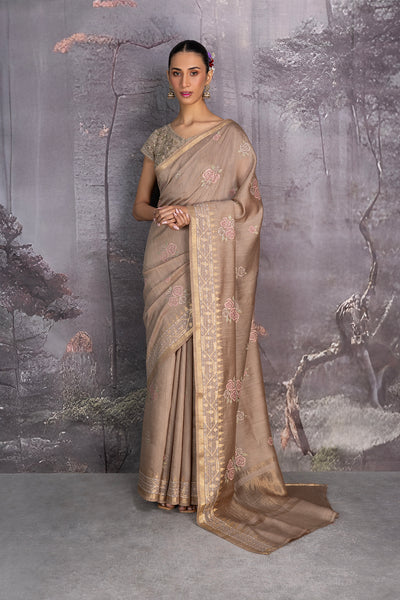 BEIGE TUSSOR GEORGETTE SAREE (1 PC)