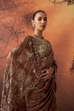 BROWN TISSUE EMB. SAREE SET (2 PCS)