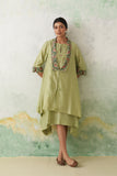 MINT GREEN CHANDERI KASHMIRI EMB. CAPE & DRESS SET (3 PCS)