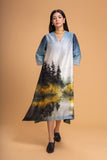 BLUES CHANDERI PRINTED DRESS (1 PC)