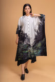 BLACK & WHITE CHANDERI PRINTED KAFTAAN (1 PC)