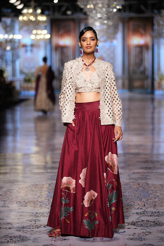 TOOSH VISCOSE DUPION CUT WORK EMBROIDERED BLAZER (1 PC)