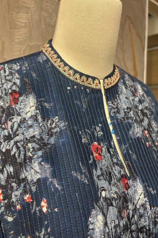 BLUE DUPION FLORAL PRINTED TUNIC (1 PC)