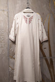 Ivory Varanasi Khadi Printed & Embroidered Kurta (Bls-9b)