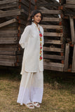 IVORY LINEN FLORAL HAND PAINTED SHIRT STYLE TUNIC (CM-05B/TNC)