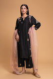 BLACK DUPION EMB. KURTA SET (3 PCS)