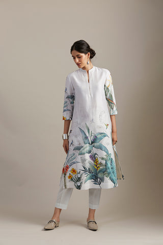 Aqua Silk Printed Dress Design by Anju Modi at Pernias Pop Up Shop 2023