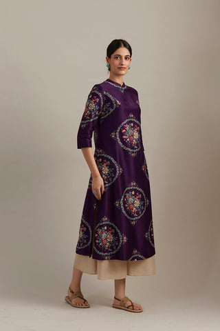 EGGPLANT SILK CHANDERI TUNIC (1 PC)
