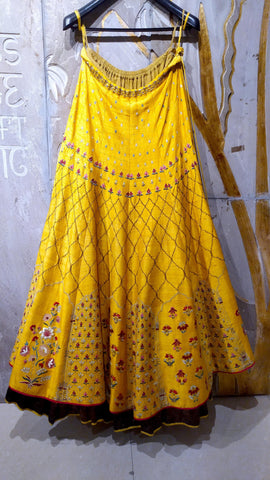 Yellow silk dupion embroidered lehenga (SK-12/LEH-CAN)