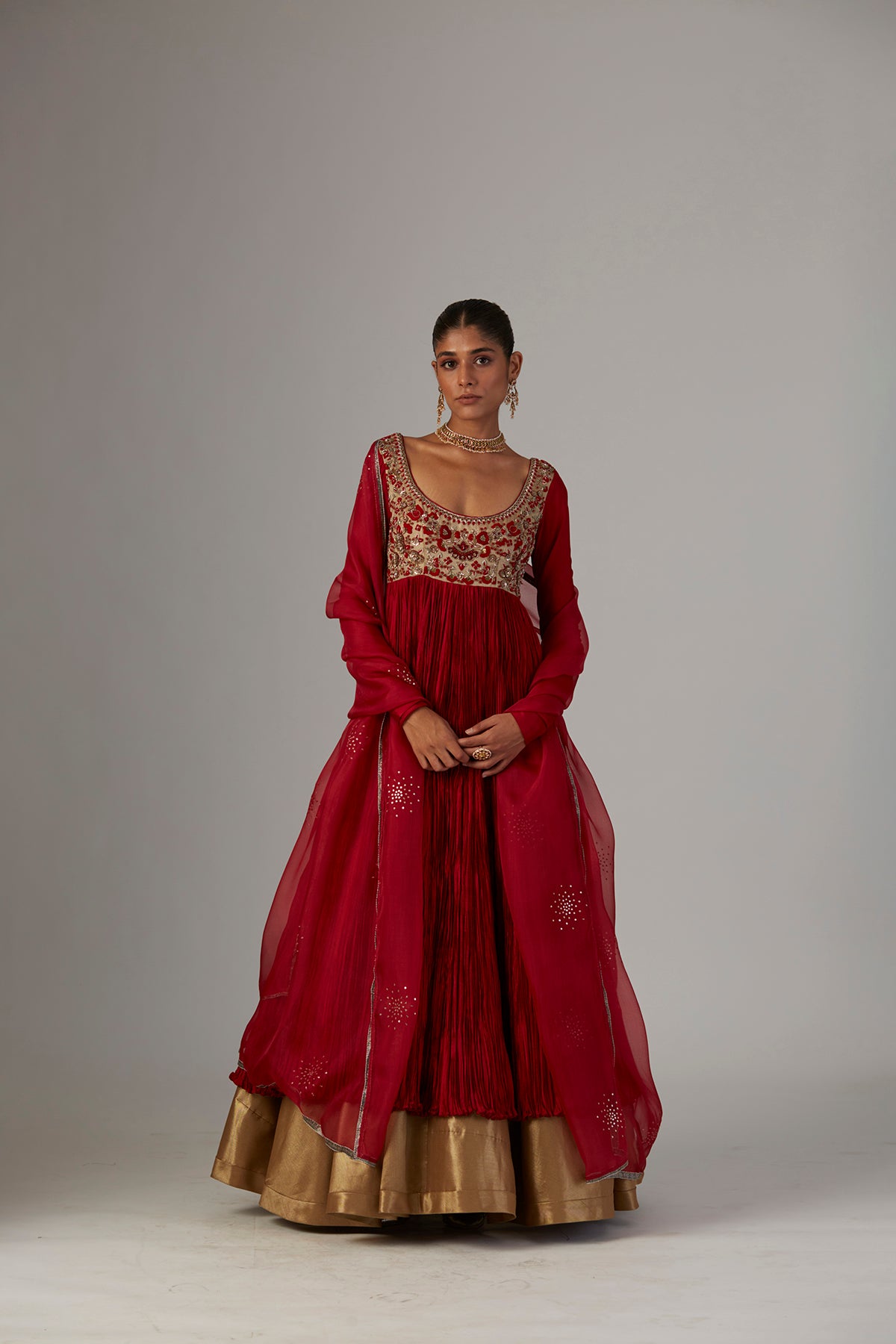 Red 2024 silk anarkali