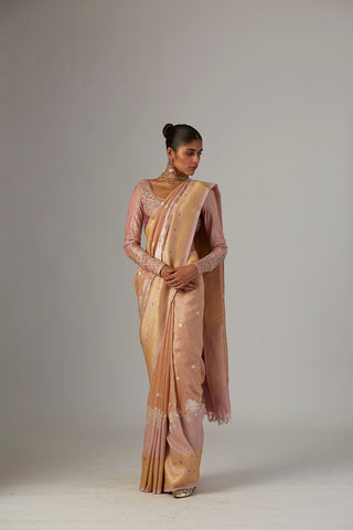 OLD ROSE BROCADE SAREE (2 PCS)