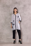 IVORY CHIFFON CHECK WITH SWAN PRINTED TUNIC (BW-03A)