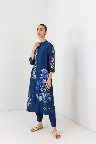 BLUE LAGOON DUPION FLORAL BUTA PRINTED TUNIC (1 PC)