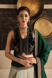 EMERALD GREEN VELVET EMBROIDERED BLOUSE (1 PC)