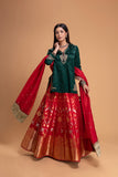 RED BROCADE LEHENGA SET (2 PCS)