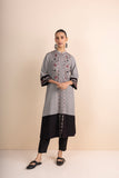 BEIGE & BLACK PRINTED & EMBROIDERED KURTA SET (2 PCS)