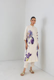 DOVE MIST SILK CHANDERI IRIS LILY PRINTED TUNIC (1 PC)