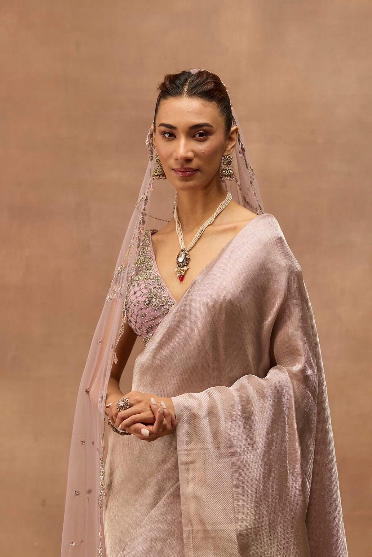 LILAC TULLE NET SCALLOP EMBROIDERED VEIL (FA-54B/VEIL) – Anju Modi