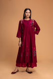 RUBY RED CHANDERI EMB. KURTA SET (2 PCS)