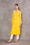 YELLOW CHANDERI EMBROIDERED KURTA (WH-01A)