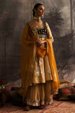 YELLOW SILK EMBROIDERED ANARKALI SET (4 PCS)