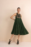 MILITARY GREEN COTTON CRINKLED DRESS (1 PC)