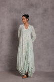 AQUA COTTON MARBLE PRINTED DRAPE DRESS (1 PC)
