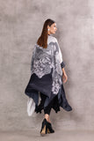 MONOCHROME SILK LINEAR PRINTED TUNIC PAIRED WITH CHIFFON SLEEVELESS INNER (BW-02)