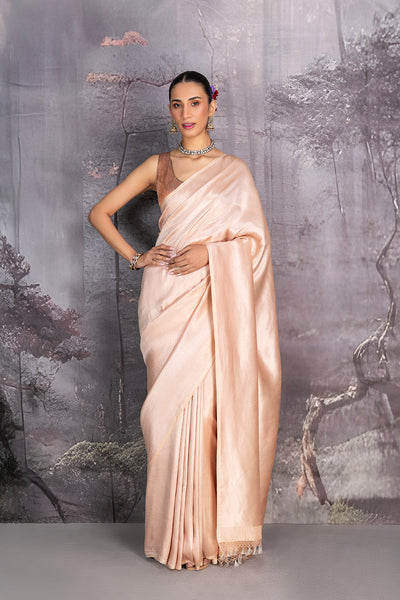 PEACH SILK TISSUE BANARASI SAREE (1 PC)