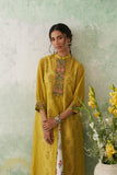 LIME GREEN CHANDERI EMB. KASHMIRA TUNIC & JACKET SET (2 PCS)
