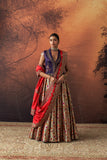 MULTICOLOUR KIMKHWA BORCADE EMB. LEHENGA SET(EVO-05) (5 PCS)