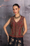 GREEN & RED VELVET EMBROIDERED JACKET (1 PC)