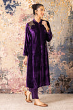 Purple Velvet Embroidered Kurta Set (Vt-01)