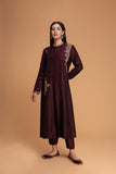BROWN DUPION EMB. KURTA SET (2 PCS)