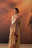 GOLD TISSUE SAREE WITH RED BORDER & UNSTITCHED BLOUSE (2 PCS)