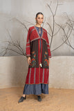 MADDER RED & BROWN LAYERED EMBROIDERED JACKET (1 PC)