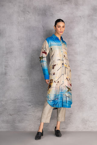 TOOSH & BLUE DUPION PRINTED SHIRT (1 PC)