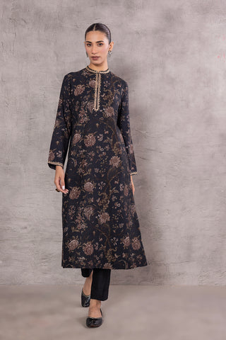 BLACK VISCOSE DUPION &nbsp;PRINTED EMBROIDERED TAGAAI KURTA (DC-02/KUR)