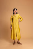 MUSTARD VISC. DUPION EMB. KURTA (2 PCS)