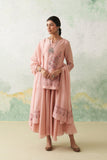 SOFT PINK CHANDERI KASHMIRI EMB. SHORT KURTA SET (3 PCS)
