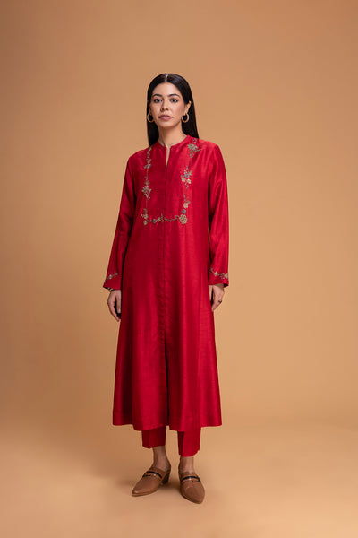 RED DUPION EMB. KURTA SET (2 PCS)